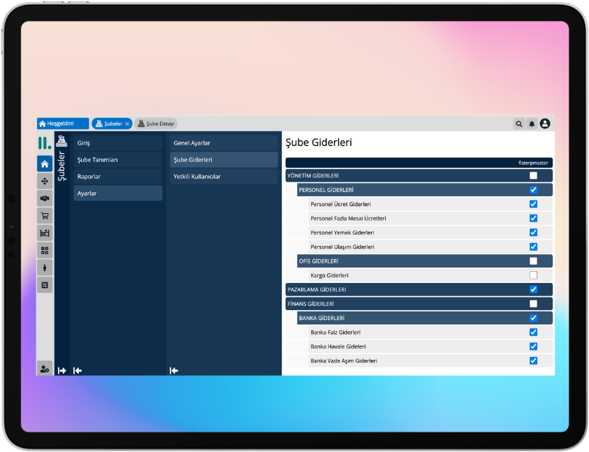 Şubelere Göre Gelir Gider Ayrımı